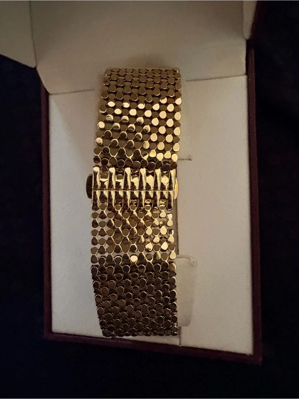 Wittnauer Gold Tone Bracelet Watch with Black Dial and Crystal Accents